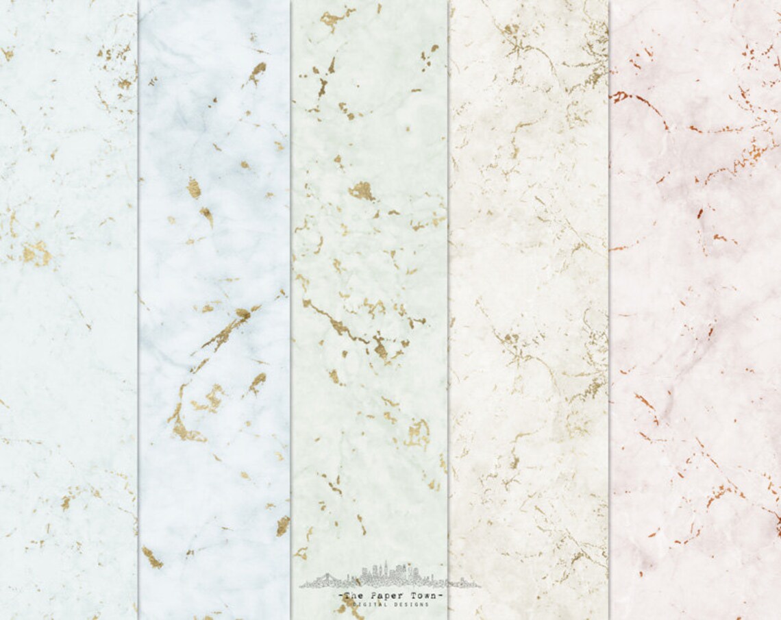 Marble With Gold Foil Veins Digital Scrapbook Papers - 10 Seamless ...