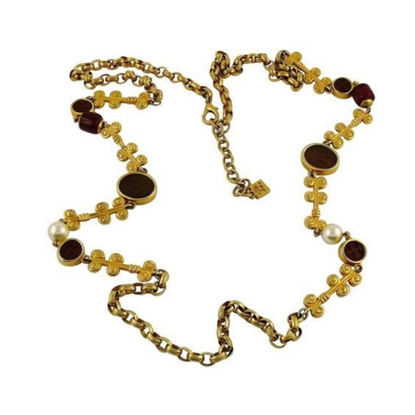 KARL LAGERFELD * Vintage Gold Toned Sautoir Necklace