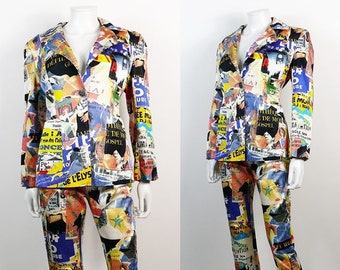 CHRISTIAN LACROIX * Vintage Rare Lacerated Poster Pop Art Blazer and Pants suit