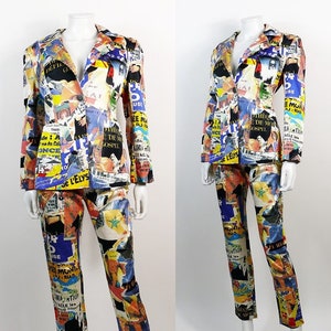 CHRISTIAN LACROIX * Vintage Rare Lacerated Poster Pop Art Blazer and Pants suit