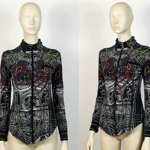 JEAN PAUL GAULTIER * Vintage Circuit Print Cyborg Top Size S
