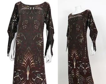 JEAN PAUL GAULTIER * Vintage Aboriginal Maori Tattoo Print Maxi Dress