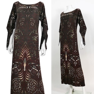 JEAN PAUL GAULTIER * Vintage Aboriginal Maori Tattoo Print Maxi Dress