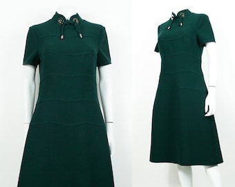 Vintage Green Wool Space Age Dress Louis Feraud