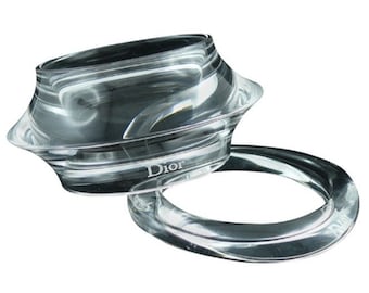 CHRISTIAN DIOR * Clear Lucite Cuff and Bangle Bracelets Set
