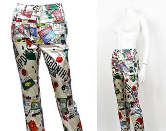 MOSCHINO * Vintage Iconic 90s Monopoly Print Moschinopolis Trousers