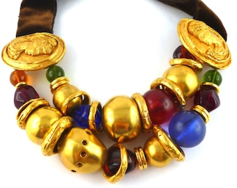 CHRISTIAN LACROIX * Gorgeous massive rare vintage runway cameo choker necklace