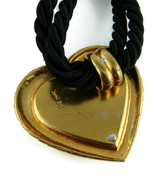 YVES SAINT LAURENT * Ysl * Vintage Jewelled Heart Silk Cord  display picture 2