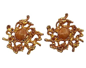 Paire De Boucles D'oreilles Clip Dorées - Style L’or Du Soir - Occasion