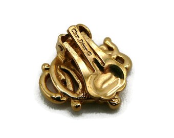 CHRISTIAN DIOR * Vintage Gold Tone Logo Clip-on Earrings - Etsy