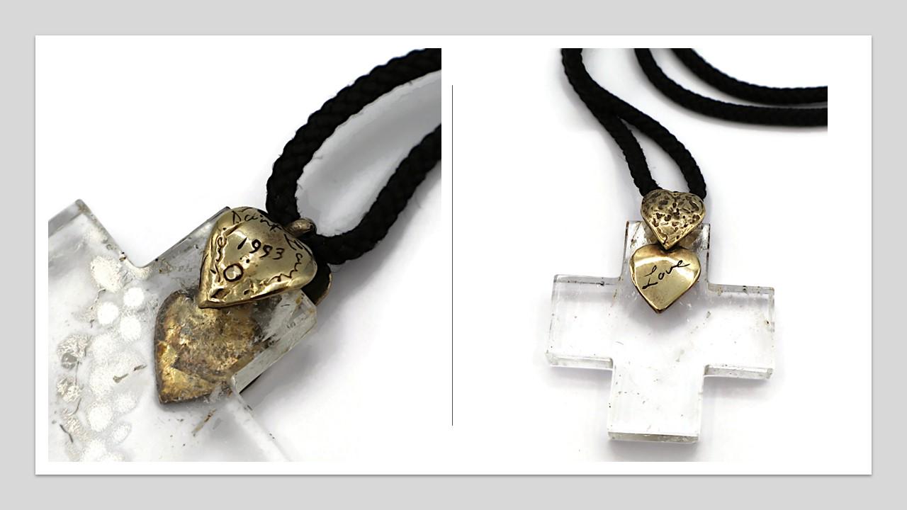 Vintage Rock Crystal Cross Pendant Necklace Yves Saint Laurent by