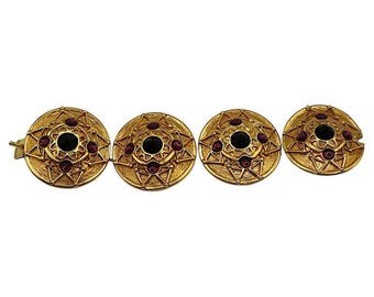Vintage Gold Tone Jewelled Shield Link Bracelet Loris Azzaro