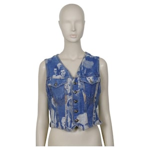 JEAN PAUL GAULTIER * Vintage Face Jacquard Denim Vest Size S