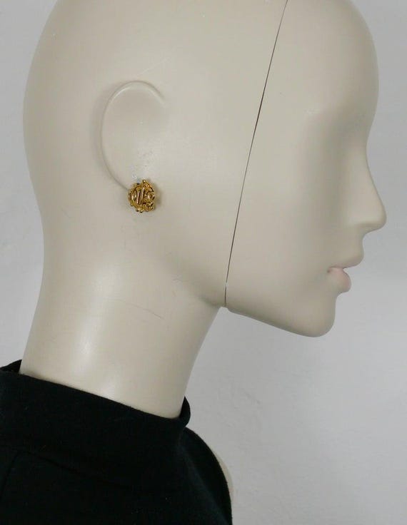 CHRISTIAN DIOR * Vintage Gold Tone Logo Clip-on Earrings - Etsy