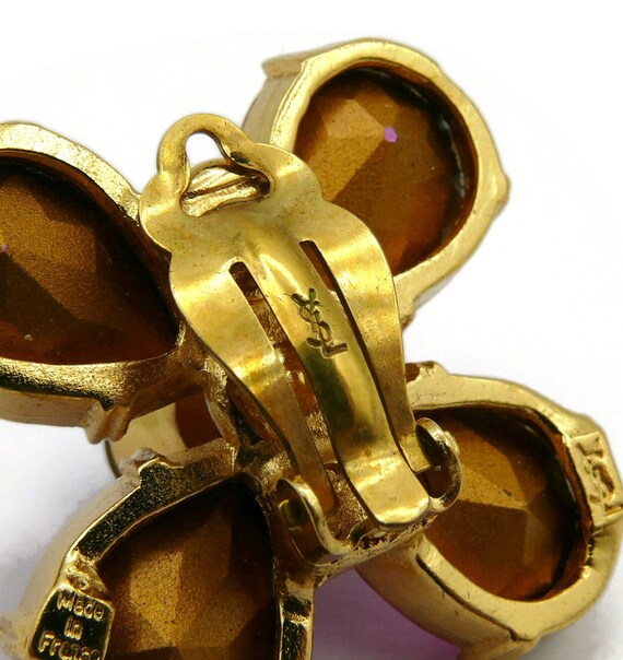 YVES SAINT LAURENT * Vintage Jewelled Flower Clip… - image 7