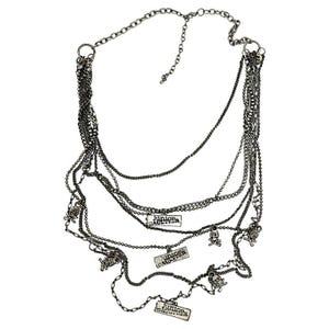 JEAN PAUL GAULTIER * Silver Tone Multi Chain Charm Necklace