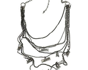 Silver Tone Multi Chain Charm Necklace Jean Paul Gaultier