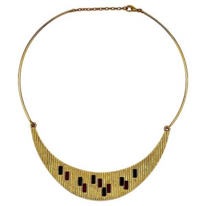 PALOMA PICASSO Parfums * Vintage Jewelled Ribbed Design Necklace