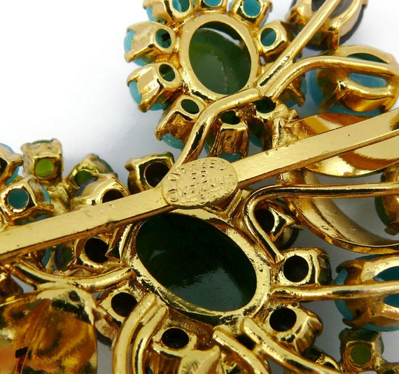 CHRISTIAN DIOR * Vintage Jewelled Floral Heart Brooch, 1966