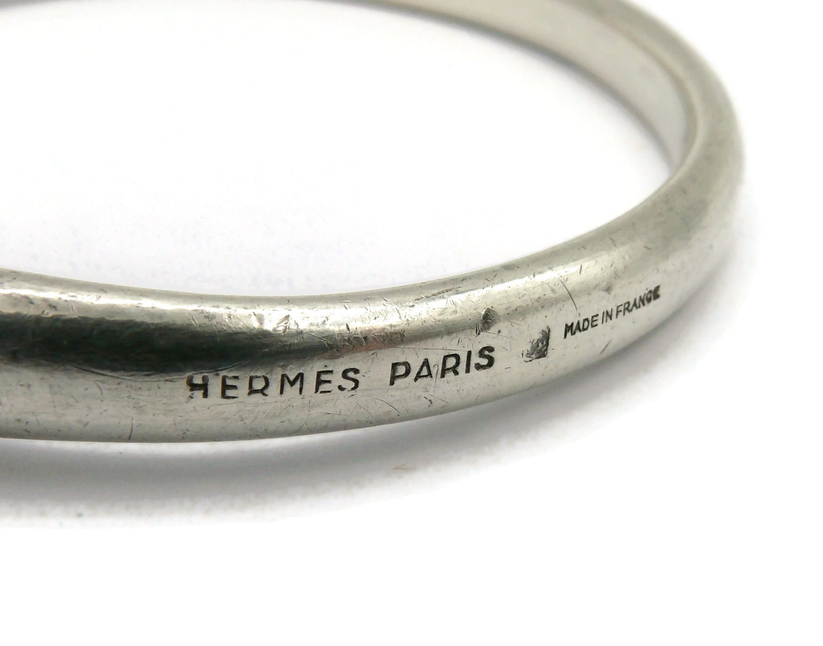 Hermes Paris Authentic Silver Tone Black Enamel Clic Clac H