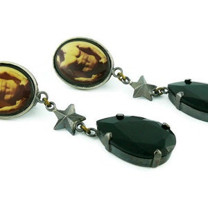 JEAN PAUL GAULTIER * Vintage Torso Print Dangling Earrings