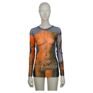 JEAN PAUL GAULTIER * Vintage Sheer Mesh Ancient Greek Venus Bust Print Top