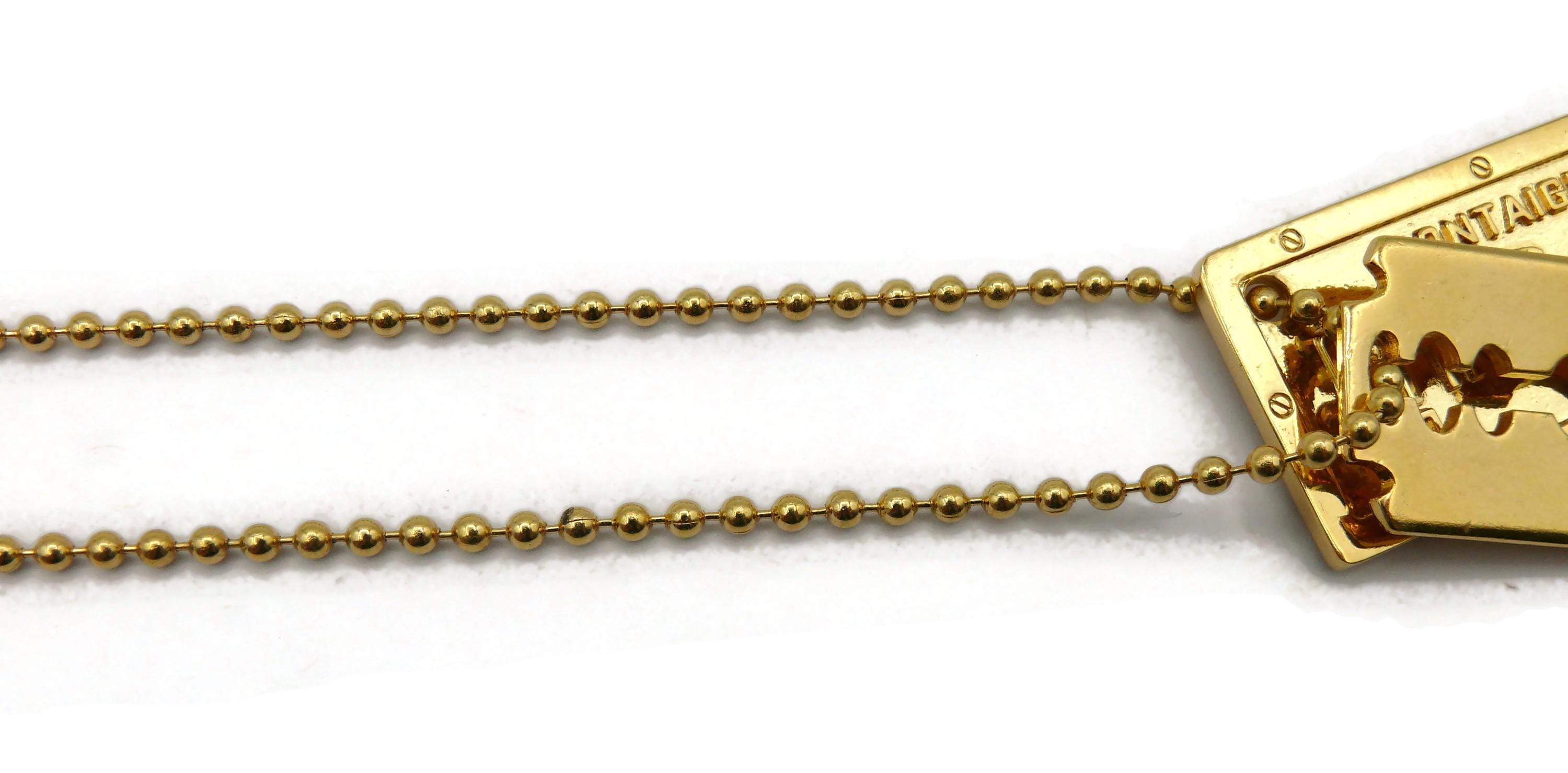 CHRISTIAN DIOR by John Galliano * Gold Tone Dog Tag Razor Blade