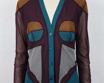 Vintage Body Contour Fuzzi Mesh Cardigan Jean Paul Gaultier Soleil