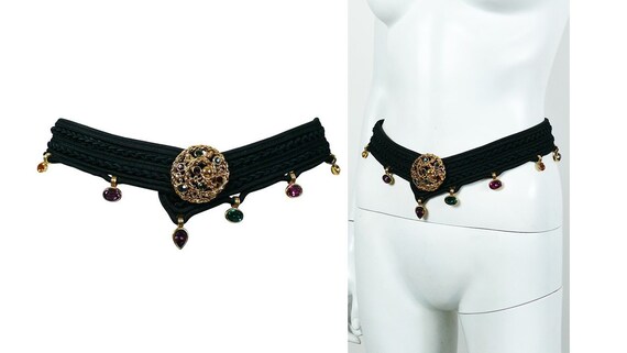YVES SAINT LAURENT * Vintage Jewelled Black Passem