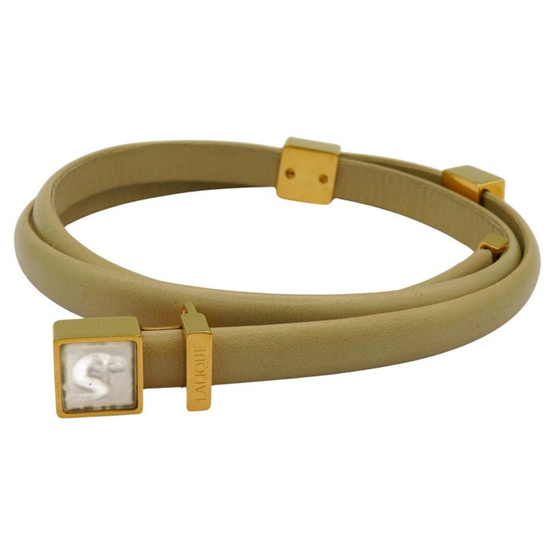 Authentic LALIQUE PARIS Belt LALIQUE PARIS WOMEN LEATHER BELT HANDCRAFTED GOLD PLATED  main image 3