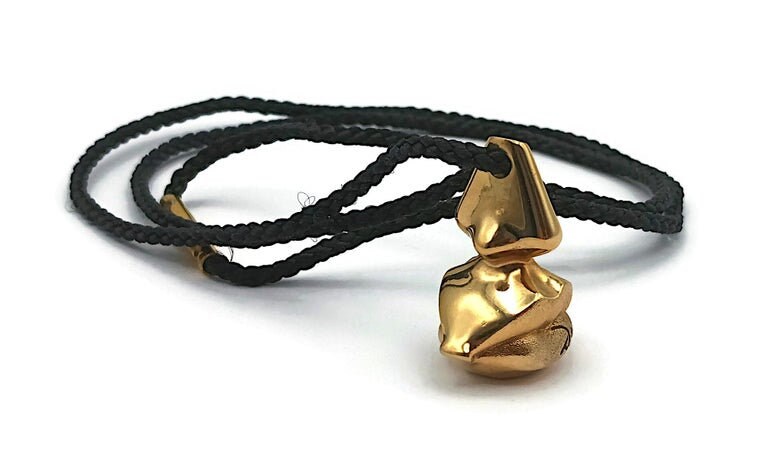 Collier Vintage Pendentif « La Bouche Dali » - Métal Doré - Occasion