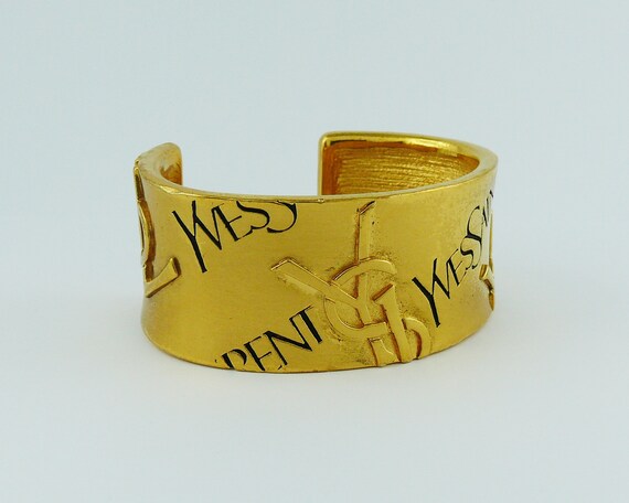 YVES SAINT LAURENT * Vintage Signature Logo Cuff … - image 2