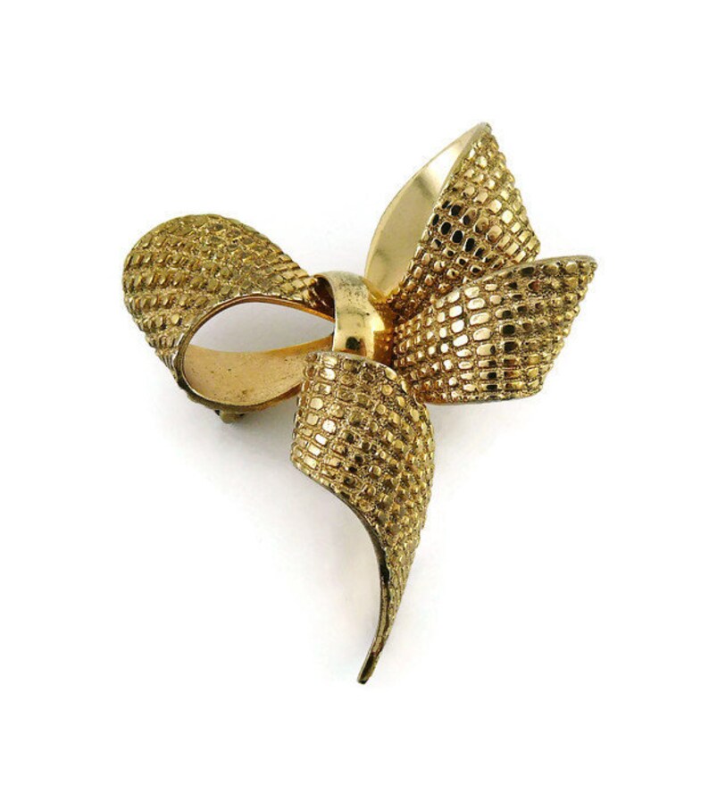 CHRISTIAN DIOR Vintage Gold Toned Bow Brooch Etsy