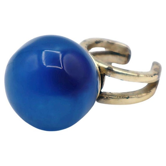 JEAN PAUL GAULTIER Vintage Blue Resin Ball Ring - Etsy Norway