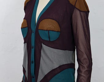 Vintage Body Contour Fuzzi Mesh Cardigan Jean Paul Gaultier Soleil