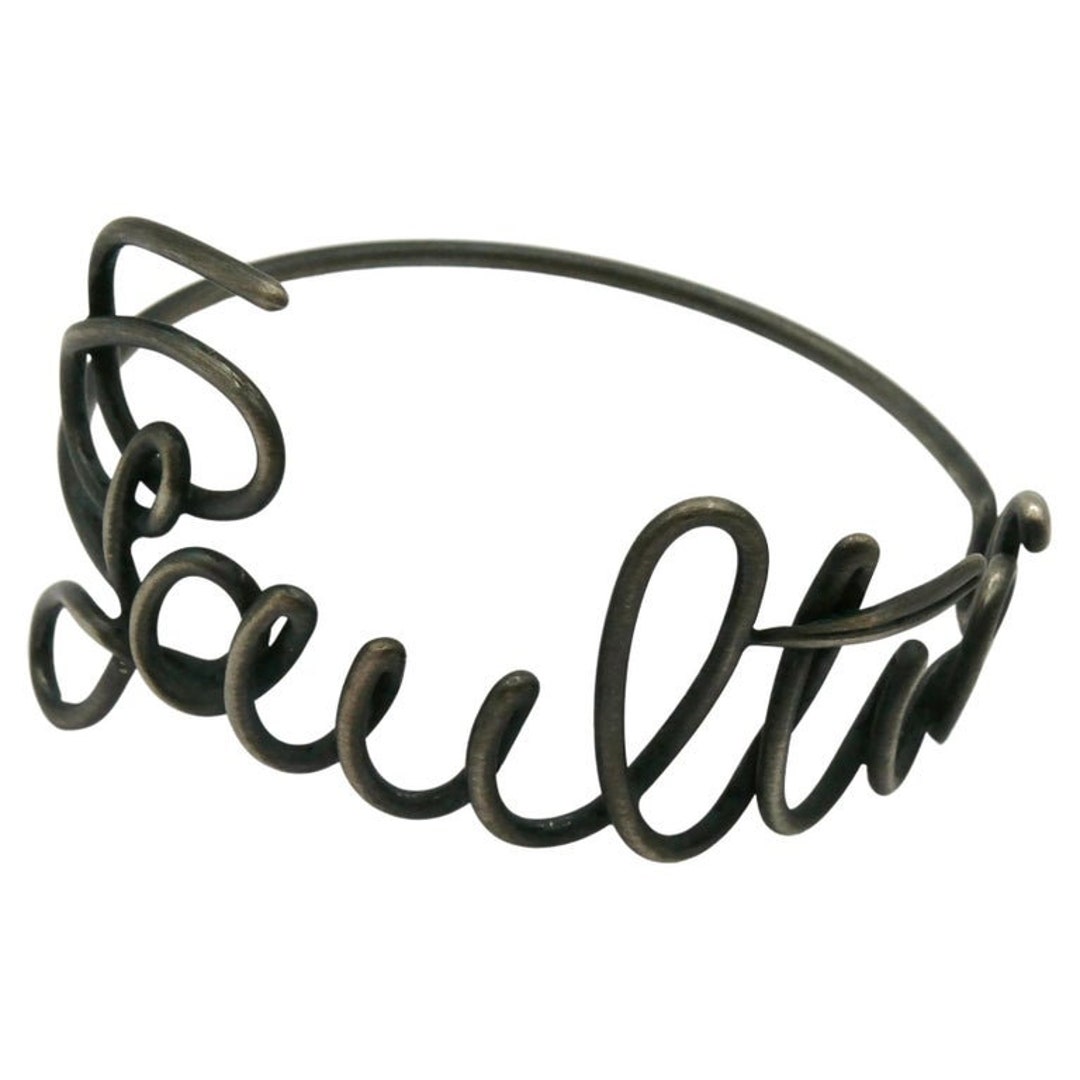 JEAN PAUL GAULTIER * Vintage Cursive Bangle Bracelet - Etsy JEAN PAUL GAULTIER * Vintage Cursive Bangle Bracelet - Etsy