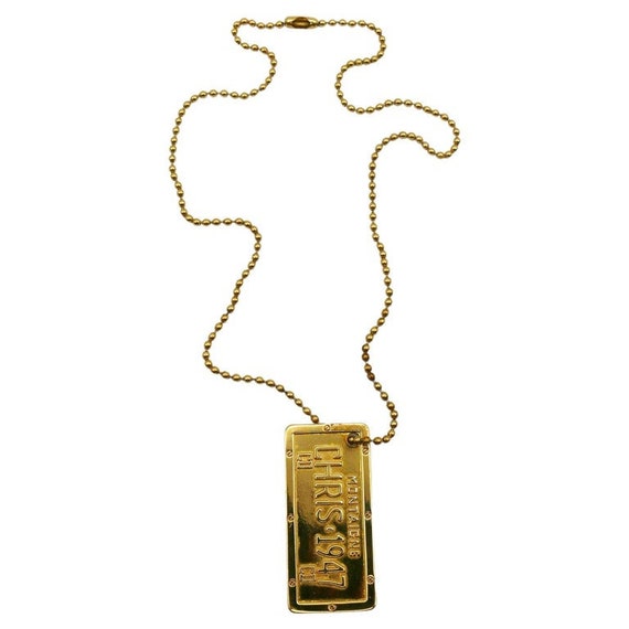 CHRISTIAN DIOR by John Galliano * Gold Tone Dog Tag Pendant