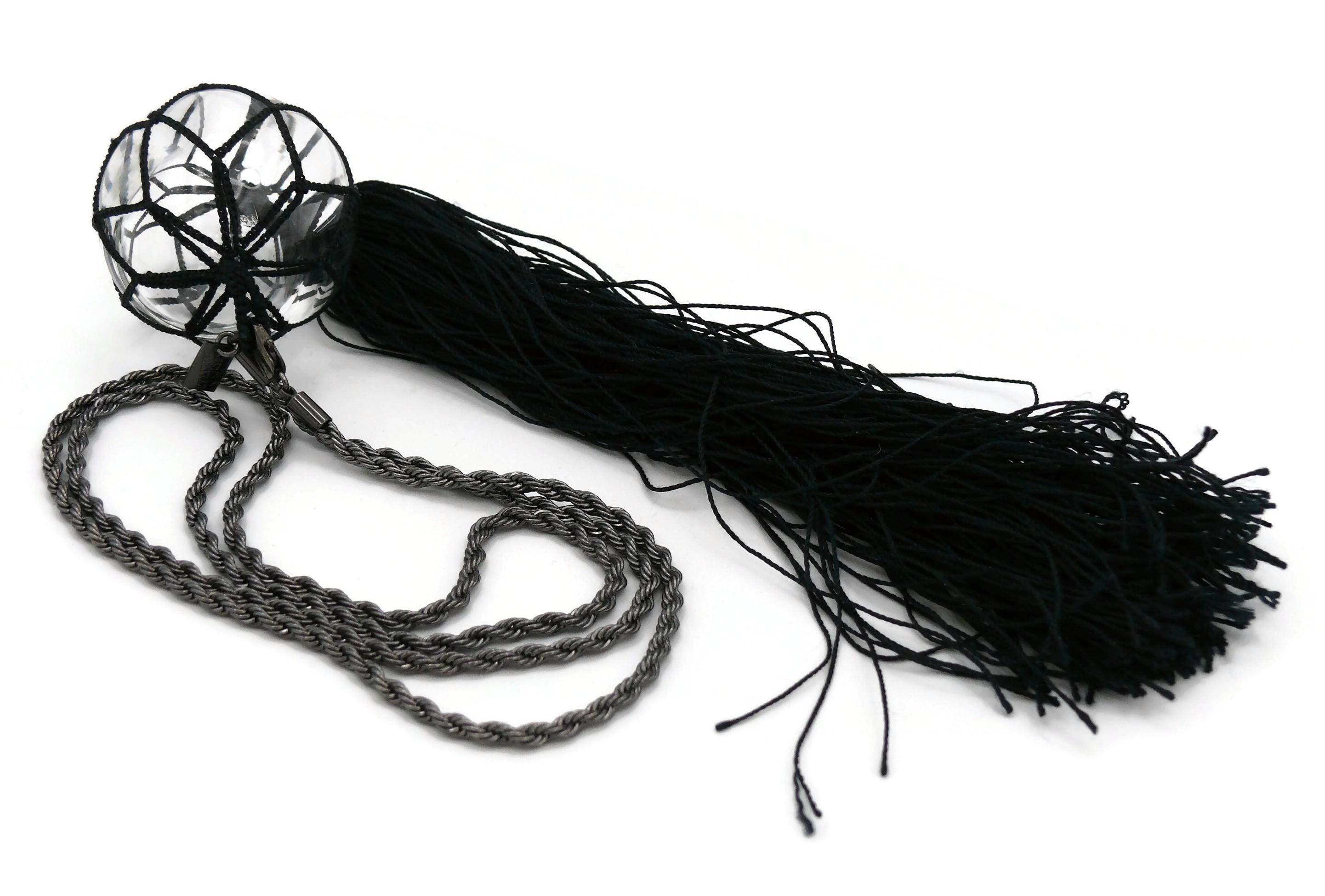 JEAN PAUL GAULTIER * Glass Ball Net Tassel Pendant Necklace