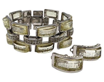 Vintage Bracelet and Half Hoop Earring Set Gianni Versace