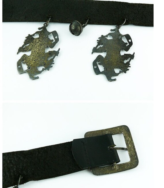 JEAN PAUL GAULTIER * Vintage 1990s Leather Belt With Bell & Joker
