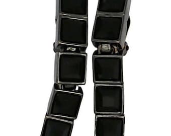 Vintage Black Crystal Dangle Earrings Thierry Mugler