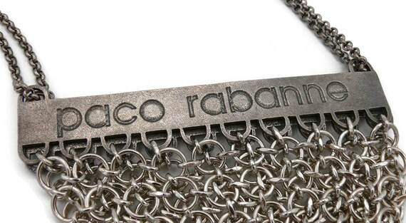 PACO RABANNE * Vintage Mini Silver Tone Chainmail… - image 7