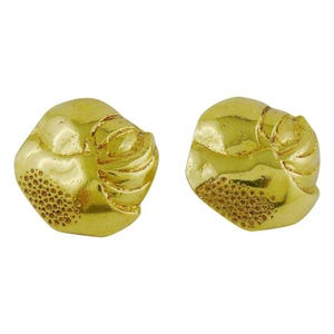 YVES SAINT LAURENT * Ysl * Vintage Massive Textured Clip On Earrings