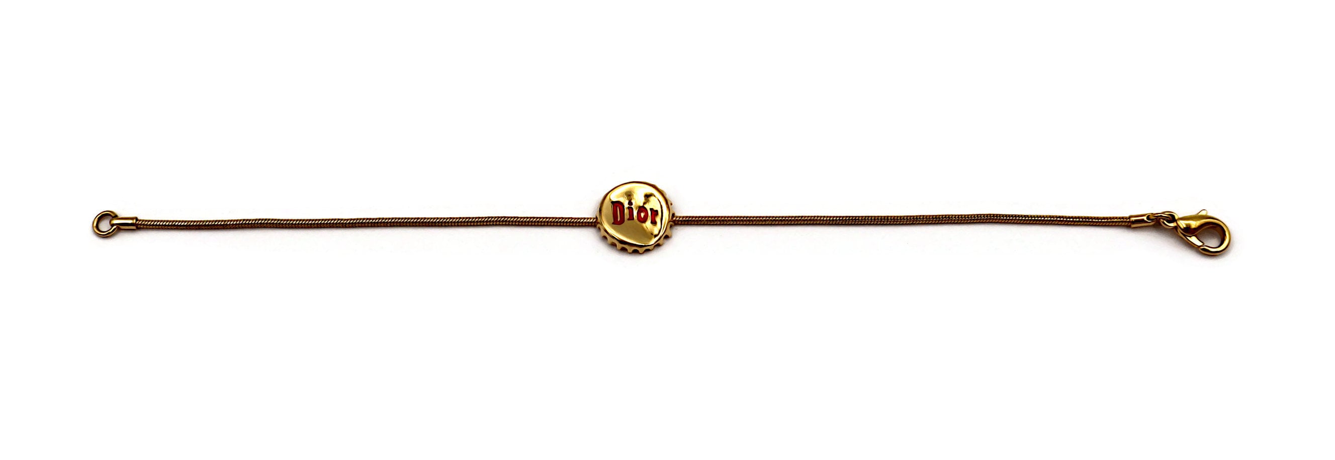 CHRISTIAN DIOR * Vintage Gold Tone Bottle Cap Lid Motif