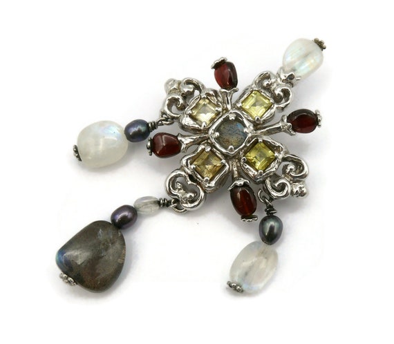 CHRISTIAN LACROIX * Vintage Jewelled Sterling Sil… - image 5