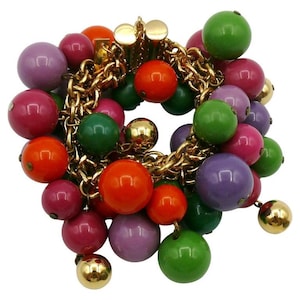 GIANNI VERSACE * Vintage Multicolour Resin Bead Cluster Bracelet