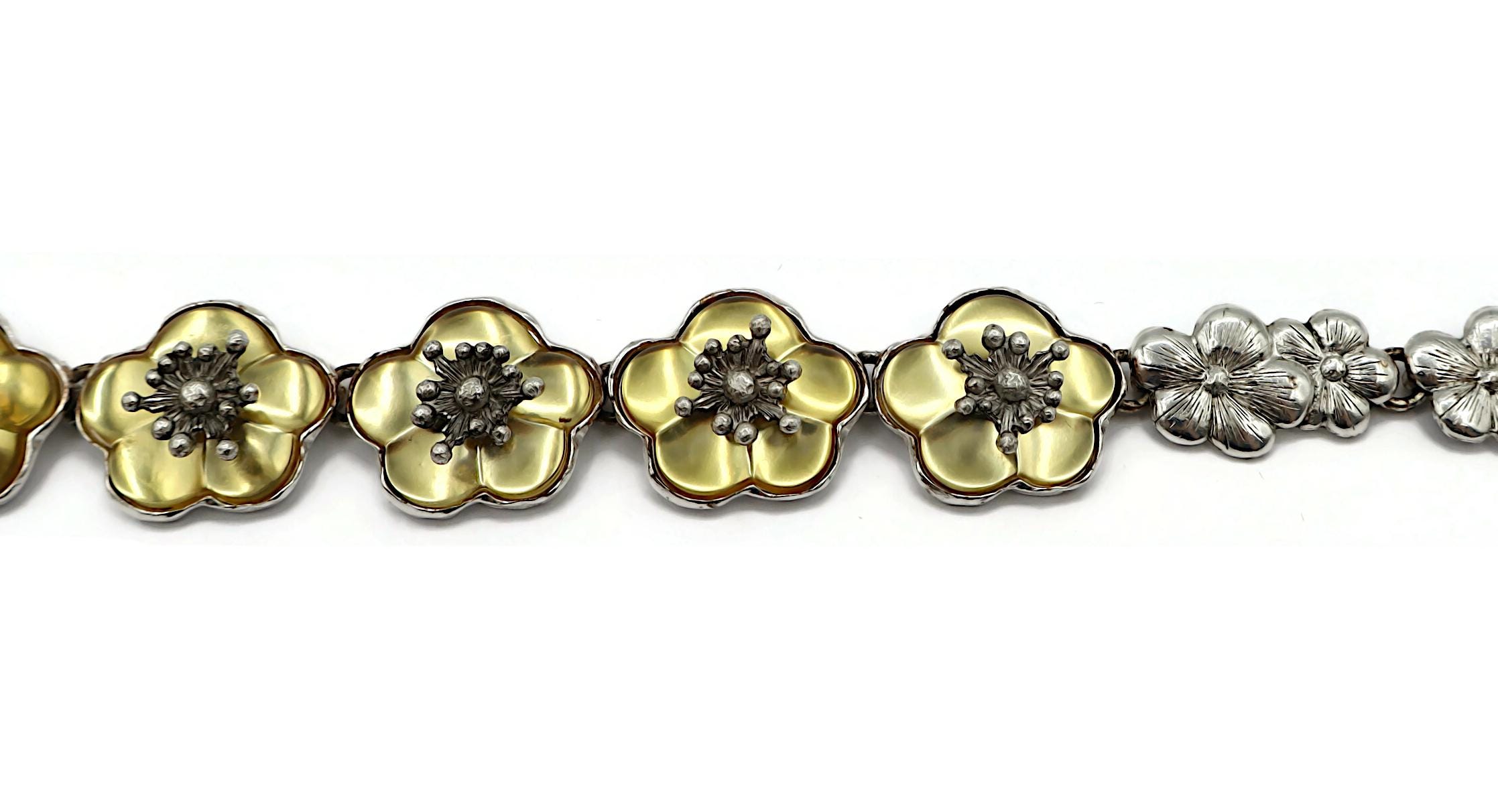 Vintage Silver Tone Resin Flower Necklace Kenzo - Etsy