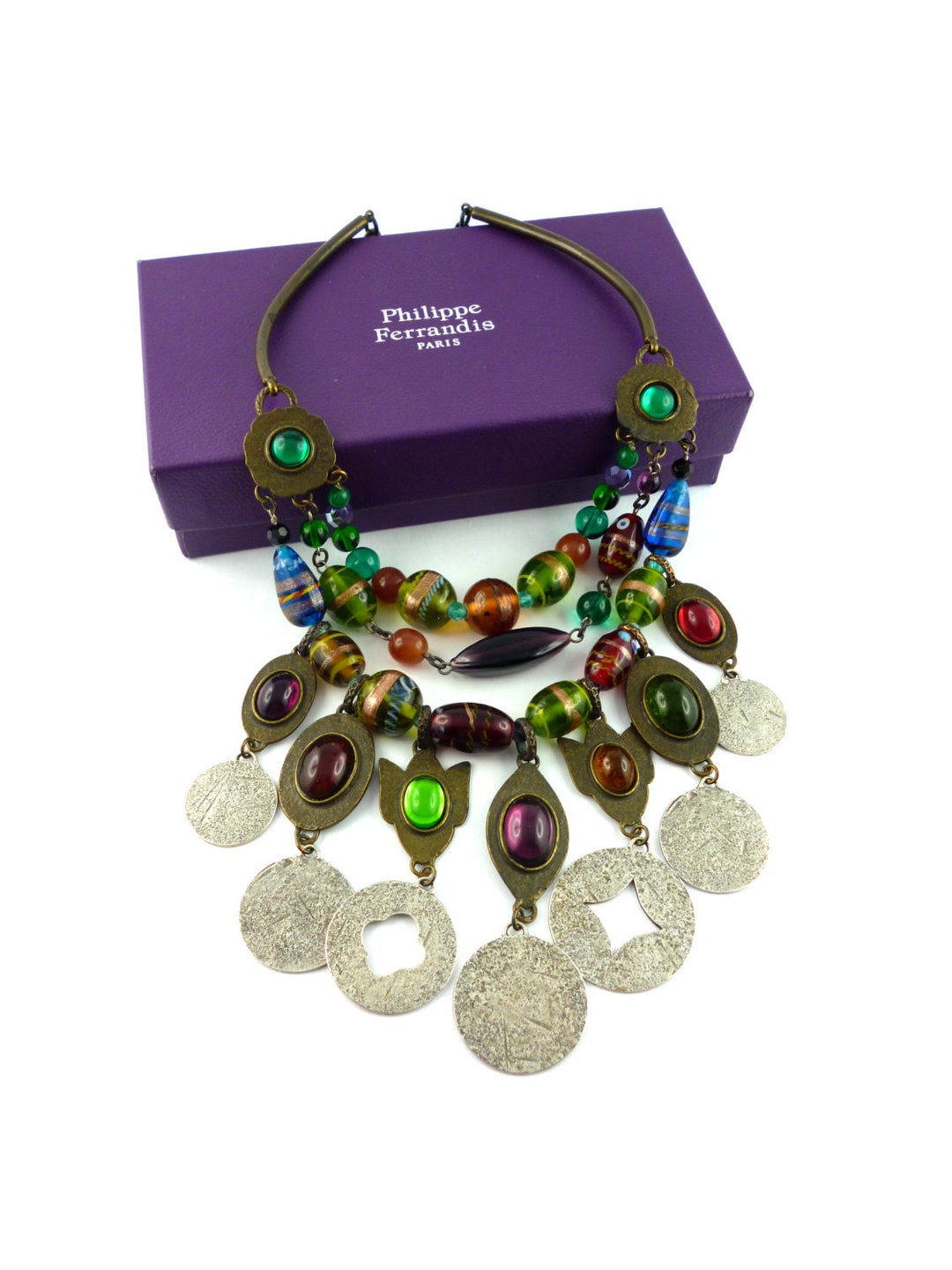 PHILIPPE FERRANDIS * Gorgeous Vintage Glass Bead and Charm