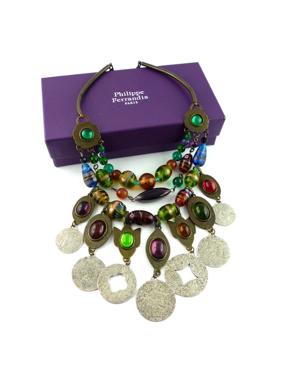 PHILIPPE FERRANDIS * Gorgeous Vintage Glass Bead and Charm
