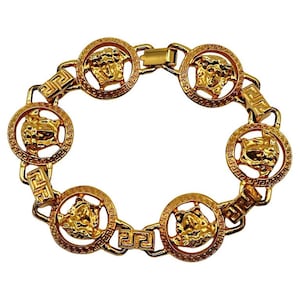 GIANNI VERSACE * Vintage Gold Tone Medusa Bracelet